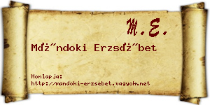 Mándoki Erzsébet névjegykártya